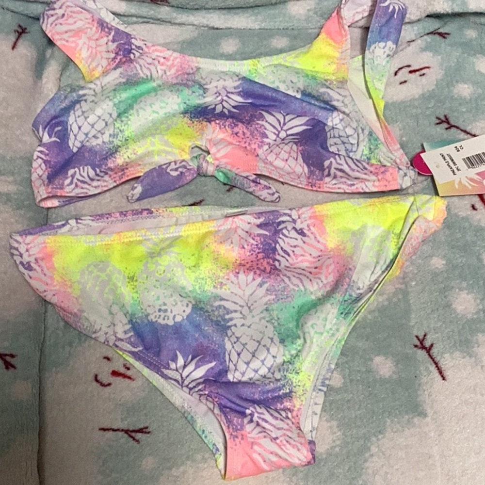 Pink Platinum Pineapple Print 2pc Swimsuit Sz 14/16